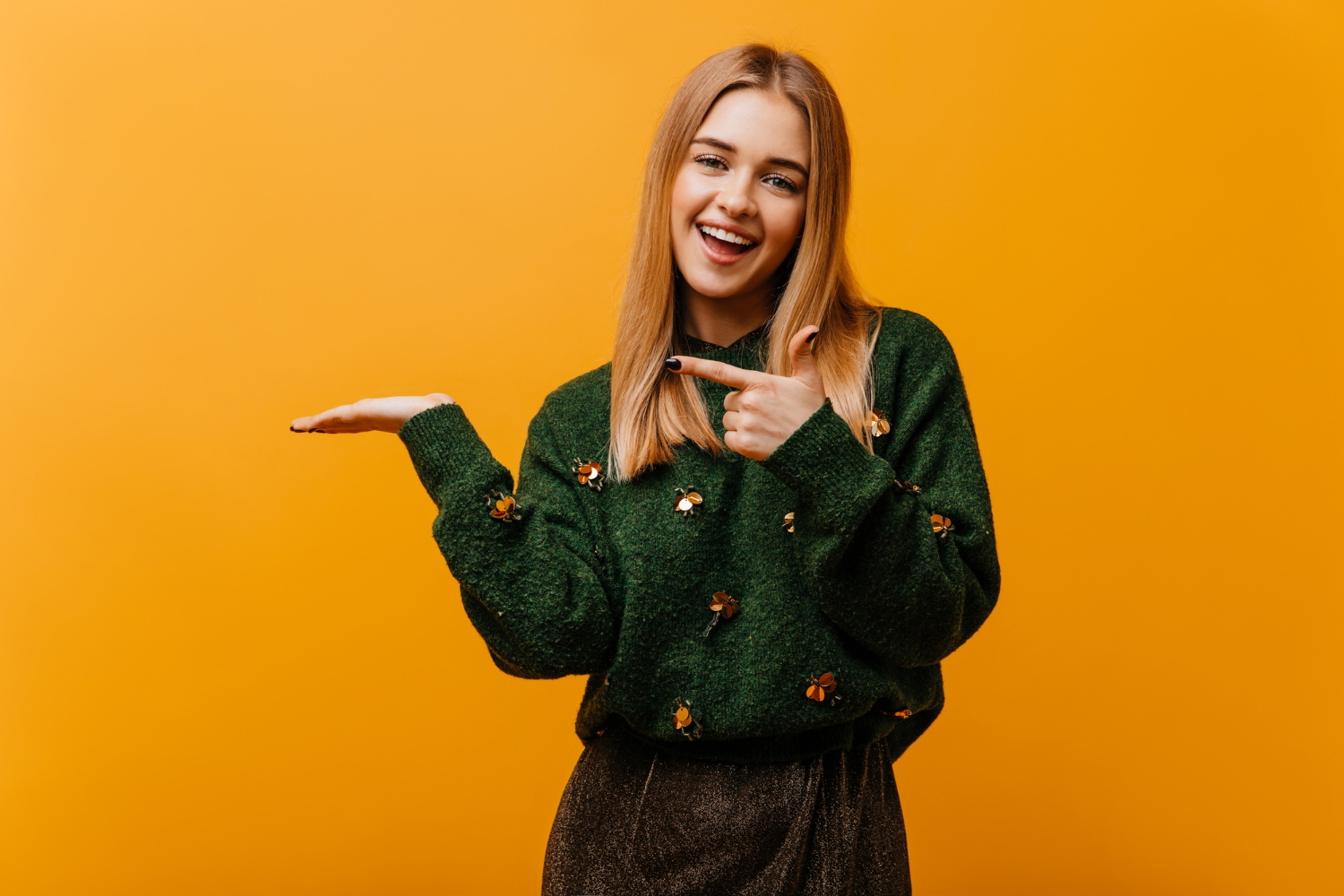 Woman highlighting reasons to choose those company services